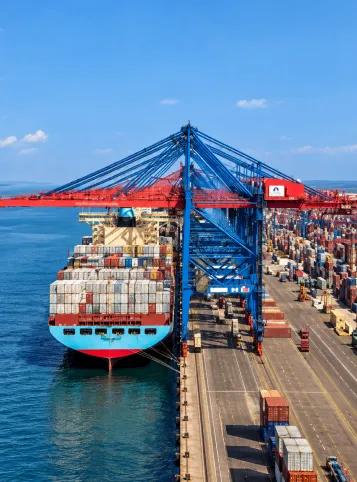 Cargo operations alongside a vessel in port